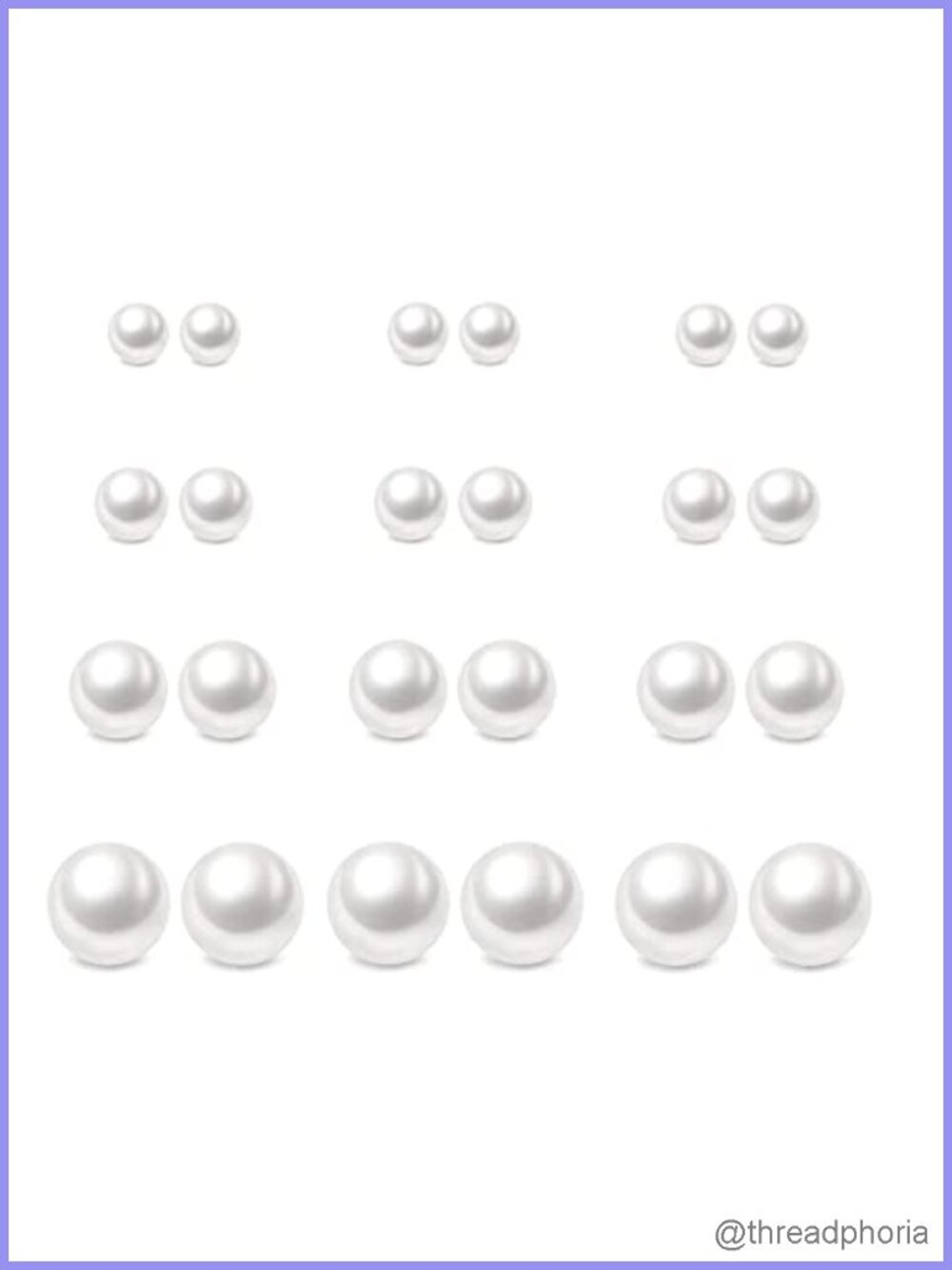 12 Pair Pearl Stud Earrings Set Hypoallergenic Surgical Steel Beads